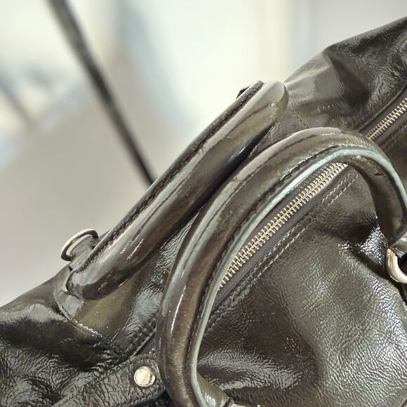 COACH Madison Sabrina Patent Leather Satchel 14179 Olive-Grey Shoulder Bag - Picture 9 of 16